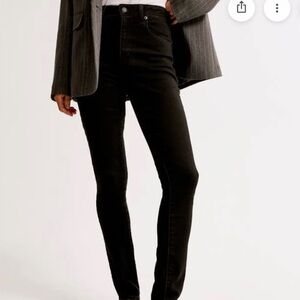 Abercrombie & Fitch High Rise Super Skinny Ankle Black Distressed Jeans